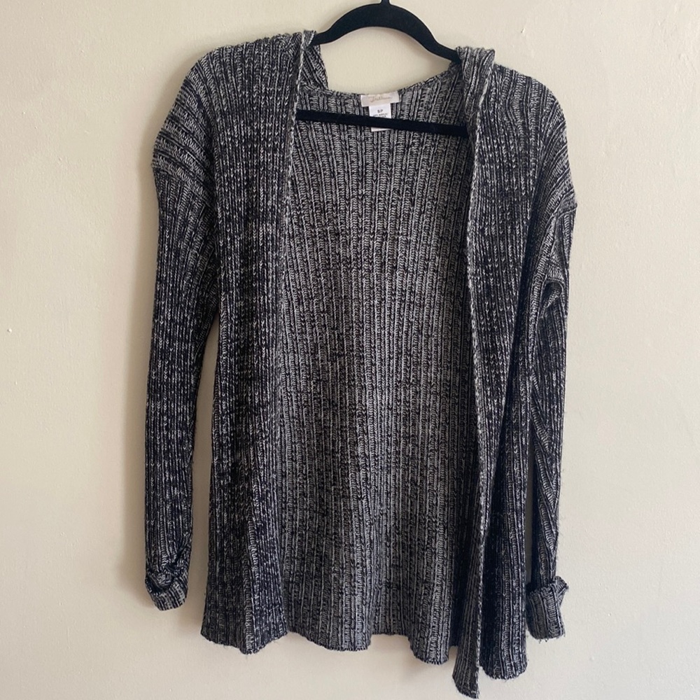 Hooded Knit Cardigan Sweater